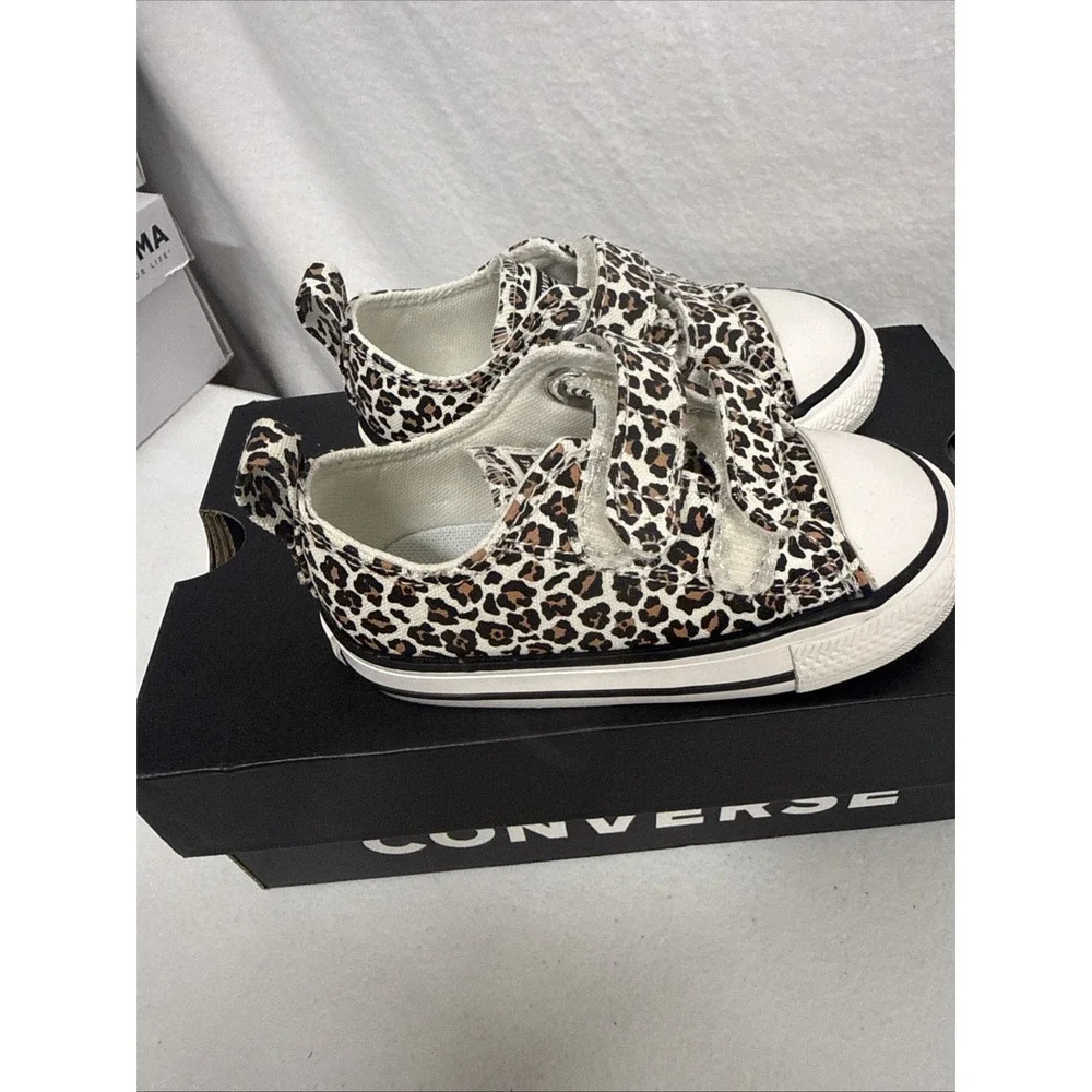 CONVERSE Size 6 Toddler SHOES CTAS 2V OX EGRET/White/BLACK Animal Print New